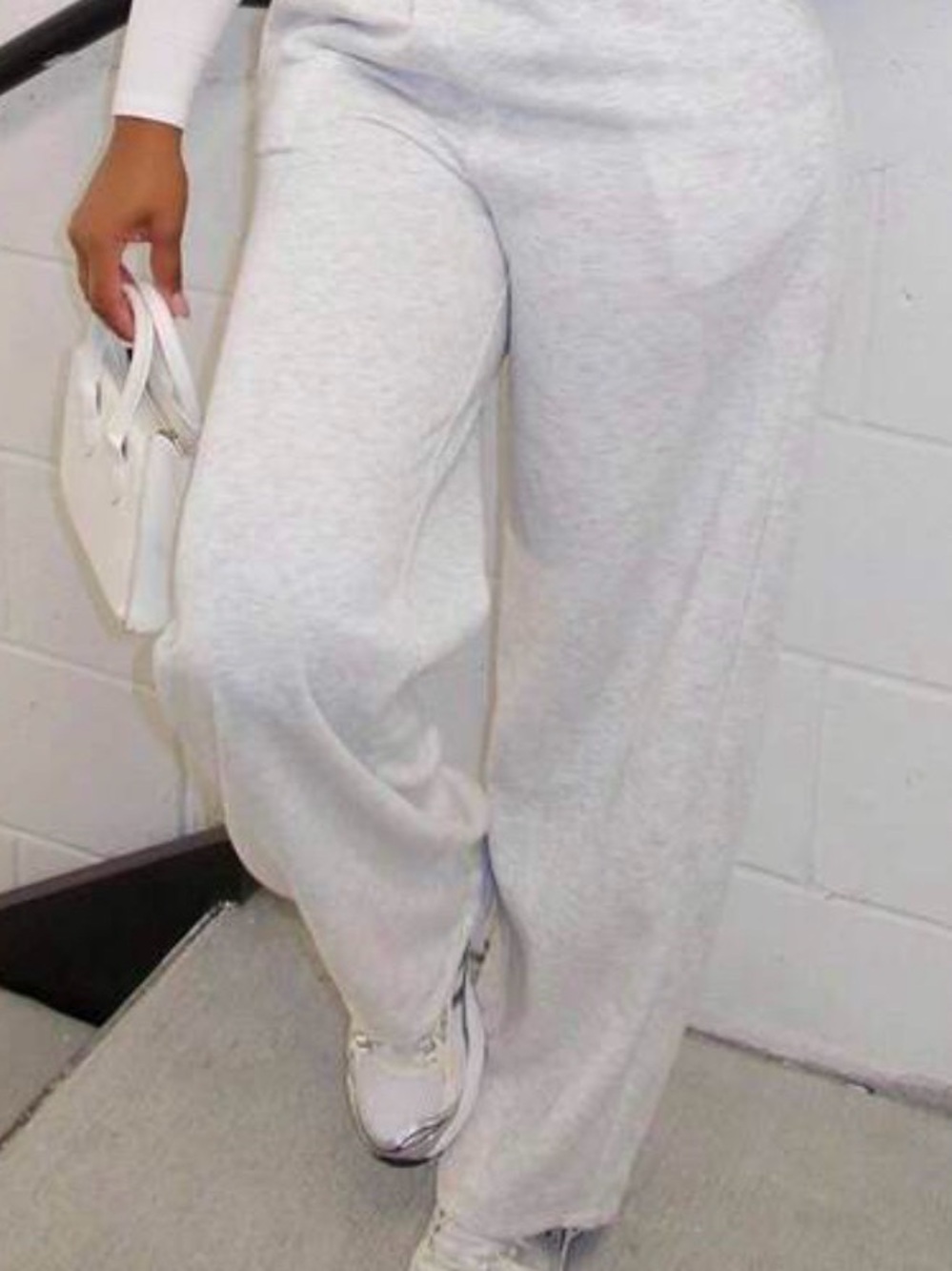 High-Rise Wide Leg Pants in Light Gray